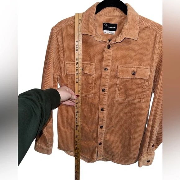 Original Use Corduroy Button Up Overshirt Tan Brown XS - Picture 4 of 9